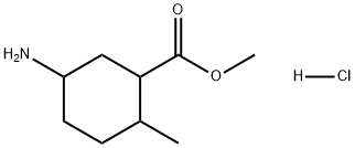 Cyclohexanecarboxylic acid, 5-amino-2-methyl-, methyl ester, hydrochloride (1:1) Structure