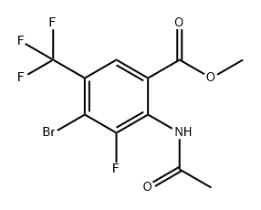 2-乙酰氨基-4-溴-3-氟-5-(三氟甲基)苯甲酸甲酯, 2803279-90-3, 结构式
