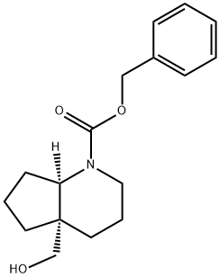 Phenylmethyl (4aS,7aR)-octahydro-4a-(hydroxymethyl)-1H-cyclopenta[b]pyridine-1-carboxylate Struktur