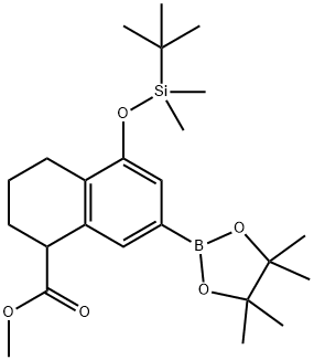 Methyl 5-((tert-butyldimethylsilyl)oxy)-7-(4,4,5,5-tetramethyl-1,3,2-dioxaborolan-2-yl)-1,2,3,4-tetrahydronaphthalene-1-carboxylate Struktur