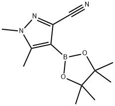 1,5-二甲基-4-(4,4,5,5-四甲基-1,3,2-二氧杂硼烷-2-基)-1H-吡唑-3-碳腈 结构式