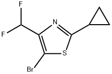 Thiazole, 5-bromo-2-cyclopropyl-4-(difluoromethyl)- 化学構造式