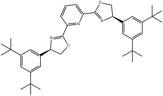 Pyridine, 2,6-bis[(4R)-4-[3,5-bis(1,1-dimethylethyl)phenyl]-4,5-dihydro-2-oxazolyl]- Structure