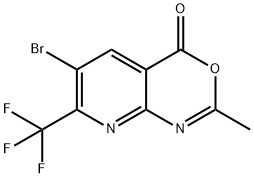 6-Bromo-2-methyl-7-(trifluoromethyl)-4H-pyrido[2,3-d][1,3]oxazin-4-one Struktur