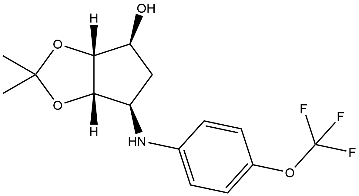 (3aR,4S,6R,6aS)-Tetrahydro-2,2-dimethyl-6-[[4-(trifluoromethoxy)phenyl]amino]-4H-cyclopenta-1,3-dioxol-4-ol 结构式