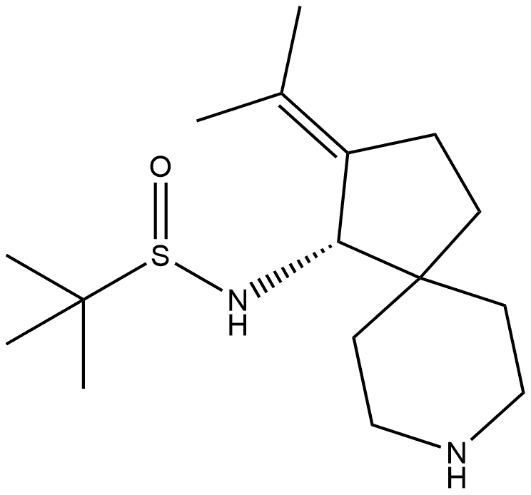 2-Methyl-N-[(1S)-2-(1-methylethylidene)-8-azaspiro[4.5]dec-1-yl]-2-propanesulfinamide Struktur