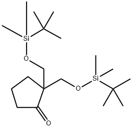 Cyclopentanone, 2,2-bis[[[(1,1-dimethylethyl)dimethylsilyl]oxy]methyl]- 化学構造式