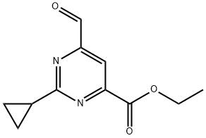 4-Pyrimidinecarboxylic acid, 2-cyclopropyl-6-formyl-, ethyl ester Struktur