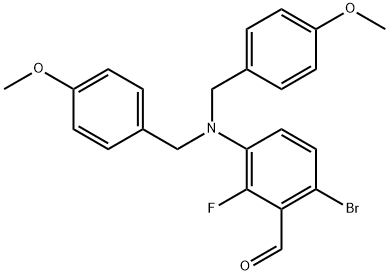 Benzaldehyde, 3-[bis[(4-methoxyphenyl)methyl]amino]-6-bromo-2-fluoro- Struktur