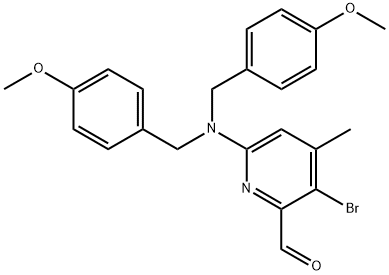 6-(Bis(4-methoxybenzyl)amino)-3-bromo-4-methylpicolinaldehyde 化学構造式
