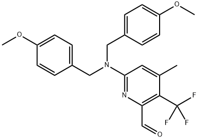 2-Pyridinecarboxaldehyde, 6-[bis[(4-methoxyphenyl)methyl]amino]-4-methyl-3-(trifluoromethyl)- Struktur