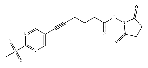 6-[2-(甲砜基)-5-嘧啶基]-5-己炔酸(2,5-二氧代-1-吡咯烷基)酯,2813270-39-0,结构式