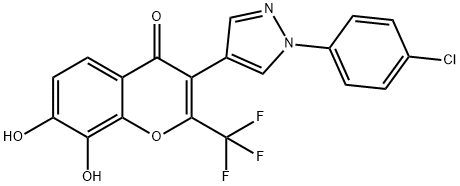 4H-1-Benzopyran-4-one, 3-[1-(4-chlorophenyl)-1H-pyrazol-4-yl]-7,8-dihydroxy-2-(trifluoromethyl)- Structure