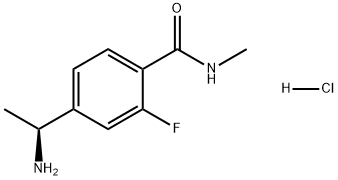 Benzamide, 4-[(1S)-1-aminoethyl]-2-fluoro-N-methyl-, hydrochloride (1:1) Structure