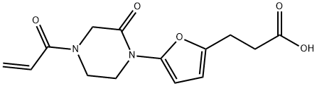 5-[2-Oxo-4-(1-oxo-2-propen-1-yl)-1-piperazinyl]-2-furanpropanoic acid 化学構造式