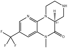 5H-Pyrazino[1,2-a]pyrido[3,2-e]pyrazin-6(6aH)-one, 7,8,9,10-tetrahydro-5-methyl-3-(trifluoromethyl)-, (6aS)- Structure