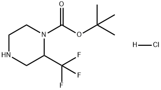 1-Piperazinecarboxylic acid, 2-(trifluoromethyl)-, 1,1-dimethylethyl ester, hydrochloride (1:1) Structure