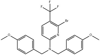 6-溴-N,N-双[(4-甲氧基苯基)甲基]-5-(三氟甲基)吡啶-2-胺, 2820537-16-2, 结构式