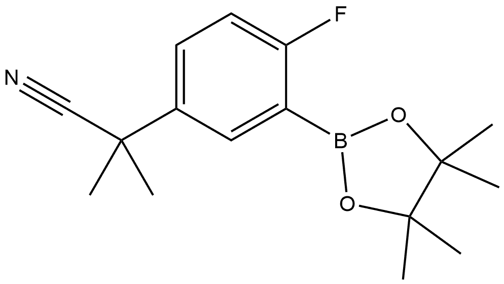 2-(4-氟-3-(4,4,5,5-四甲基-1,3,2-二氧杂硼烷-2-基)苯基)-2-甲基丙腈, 2820542-43-4, 结构式