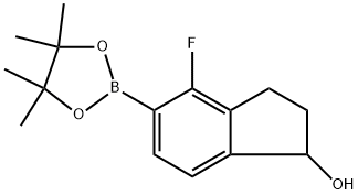 1H-Inden-1-ol, 4-fluoro-2,3-dihydro-5-(4,4,5,5-tetramethyl-1,3,2-dioxaborolan-2-yl)- Structure