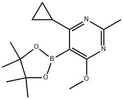 4-环丙基-6-甲氧基-2-甲基-5-(4,4,5,5-四甲基-1,3,2-二氧杂硼烷-2-基)嘧啶, 2821754-18-9, 结构式