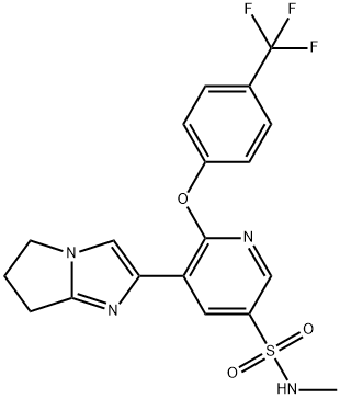 5-(6,7-dihydro-5H-pyrrolo[1,2-a]imidazol-2-yl)-N-methyl-6-(4-(trifluoromethyl)phenoxy)pyridine-3-sulfonamide 化学構造式