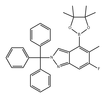 2H-Indazole, 6-fluoro-5-methyl-4-(4,4,5,5-tetramethyl-1,3,2-dioxaborolan-2-yl)-2-(triphenylmethyl)- Struktur