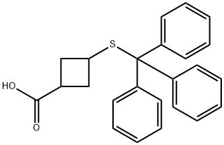 Cyclobutanecarboxylic acid, 3-[(triphenylmethyl)thio]- Structure