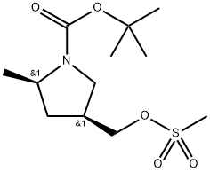 (2R,4S)-2-甲基-4-(((甲基磺酰基)氧基)甲基)吡咯烷-1-甲酸叔丁酯, 2824189-00-4, 结构式
