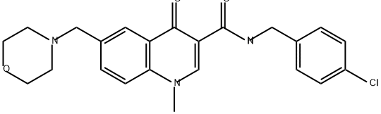 3-Quinolinecarboxamide, N-[(4-chlorophenyl)methyl]-1,4-dihydro-1-methyl-6-(4-morpholinylmethyl)-4-oxo- 结构式