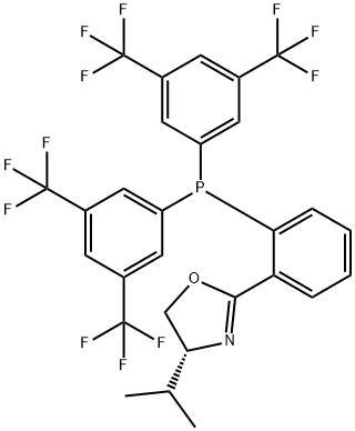 Oxazole, 2-[2-[bis[3,5-bis(trifluoromethyl)phenyl]phosphino]phenyl]-4,5-dihydro-4-(1-methylethyl)-, (4R)- Struktur