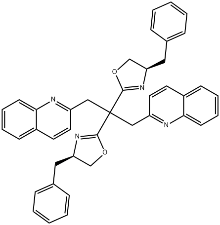 Quinoline, 2,2'-[2,2-bis[(4R)-4,5-dihydro-4-(phenylmethyl)-2-oxazolyl]-1,3-propanediyl]bis- Structure