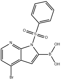 Boronic acid, B-[4-bromo-1-(phenylsulfonyl)-1H-pyrrolo[2,3-b]pyridin-2-yl]- Structure