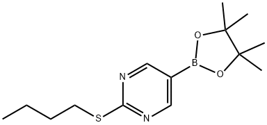 Pyrimidine, 2-(butylthio)-5-(4,4,5,5-tetramethyl-1,3,2-dioxaborolan-2-yl)- Structure