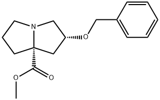 1H-Pyrrolizine-7a(5H)-carboxylic acid, tetrahydro-2-(phenylmethoxy)-, methyl ester, (2R,7aR)- 化学構造式