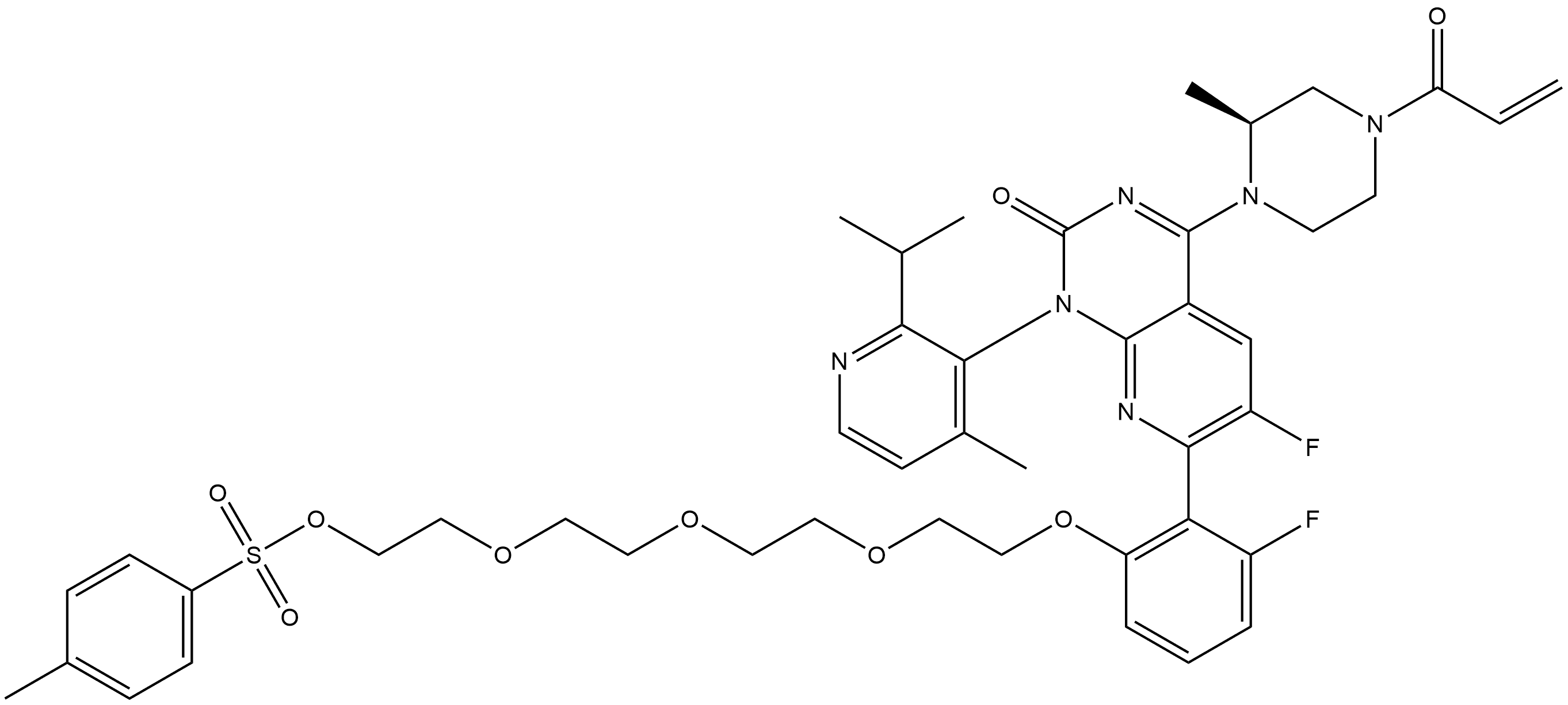 6-Fluoro-7-[2-fluoro-6-[2-[2-[2-[2-[[(4-methylphenyl)sulfonyl]oxy]ethoxy]ethoxy]ethoxy]ethoxy]phenyl]-1-[4-methyl-2-(1-methylethyl)-3-pyridinyl]-4-[(2S)-2-methyl-4-(1-oxo-2-propen-1-yl)-1-piperazinyl]pyrido[2,3-d]pyrimidin-2(1H)-one|AMG510-OTS