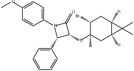 2-Azetidinone, 3-[[(1S,3R,4R,6R)-4-bromo-3,7,7-trimethylbicyclo[4.1.0]hept-3-yl]oxy]-1-(4-methoxyphenyl)-4-phenyl-, (3R,4S)-