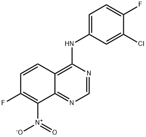4-Quinazolinamine, N-(3-chloro-4-fluorophenyl)-7-fluoro-8-nitro- Structure