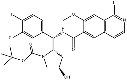 N-[(S)-(3-氯-4-氟苯基)[(2S,4R)-4-羟基-2-吡咯烷基]甲基]-1-氟-7-甲氧基异喹啉-6-甲酰胺 结构式