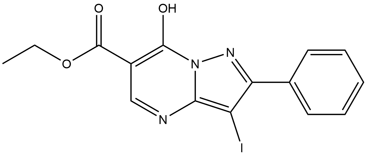 7-Hydroxy-3-iodo-2-phenyl-pyrazolo[1,5-a]pyrimidine-6-carboxylic acid ethyl ester Structure