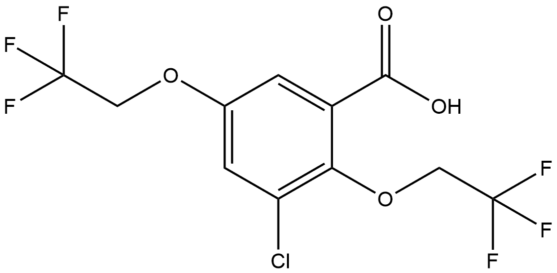 3-Chloro-2,5-bis(2,2,2-trifluoroethoxy)benzoic Acid 化学構造式