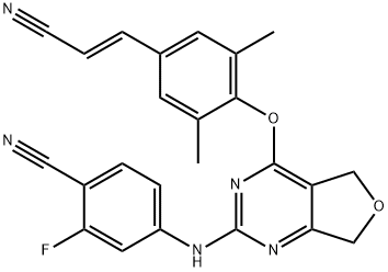 Benzonitrile, 4-[[4-[4-[(1E)-2-cyanoethenyl]-2,6-dimethylphenoxy]-5,7-dihydrofuro[3,4-d]pyrimidin-2-yl]amino]-2-fluoro- Structure