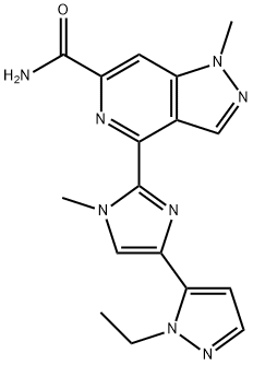 1H-Pyrazolo[4,3-c]pyridine-6-carboxamide, 4-[4-(1-ethyl-1H-pyrazol-5-yl)-1-methyl-1H-imidazol-2-yl]-1-methyl- 化学構造式