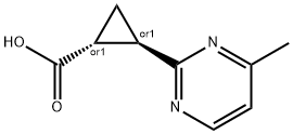 Cyclopropanecarboxylic acid, 2-(4-methyl-2-pyrimidinyl)-, (1R,2R)-rel- Struktur