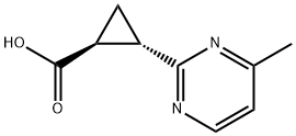Cyclopropanecarboxylic acid, 2-(4-methyl-2-pyrimidinyl)-, (1S,2S)- 化学構造式