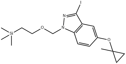 3-碘-5-(1-甲基环丙氧基)-1-((2-(三甲硅基)乙氧基)甲基)-1H-吲唑 结构式