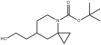 4-Azaspiro[2.5]octane-4-carboxylic acid, 7-(2-hydroxyethyl)-, 1,1-dimethylethyl ester 化学構造式