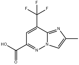 Imidazo[1,2-b]pyridazine-6-carboxylic acid, 2-methyl-8-(trifluoromethyl)- 化学構造式