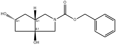 Cyclopenta[c]pyrrole-2(1H)-carboxylic acid, hexahydro-3a,5-dihydroxy-, phenylmethyl ester, (3aS,5R,6aR)- Struktur