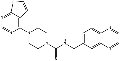 1-Piperazinecarbothioamide, 4-furo[2,3-d]pyrimidin-4-yl-N-(6-quinoxalinylmethyl)-,2842020-55-5,结构式